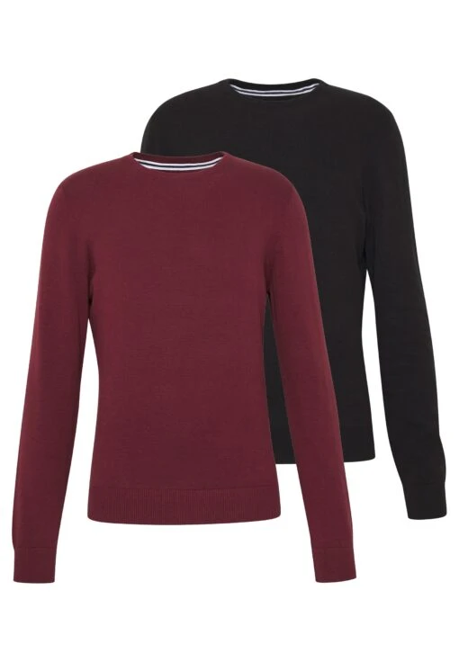 Pier One 2 Pack- Trui - Black/Bordeaux