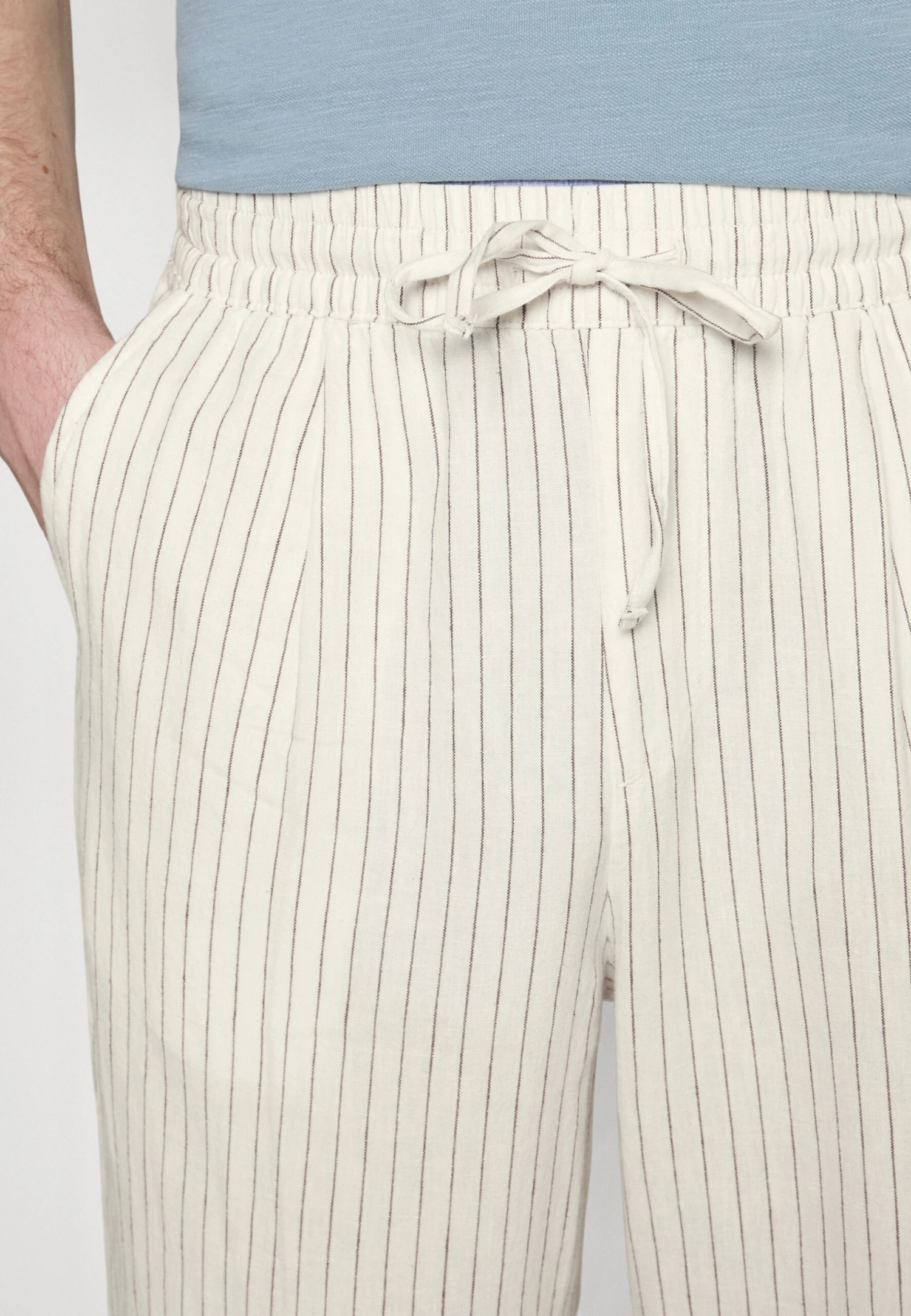 Pier One Drawcord Trousers Linen Blend - Broek - Off-White 7 Pier One Drawcord Trousers Linen Blend - Broek - Off-White - Afbeelding 5