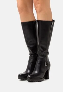 Pier One Leather- Laarzen Met Hoge Hak - Black