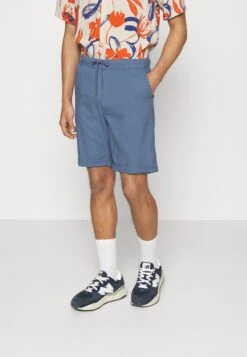 Pier One Linen Blend Drawcord Shorts- Shorts - Blue