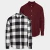 Pier One 2 Pack - Overhemd - Bordeaux/Black/White 2 Pier One 2 Pack - Overhemd - Bordeaux/Black/White -Pier One 47bc399cc02b417facf0eebd460437ff