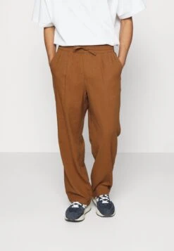 Pier One Drawcord Trousers Linen Blend - Broek - Brown