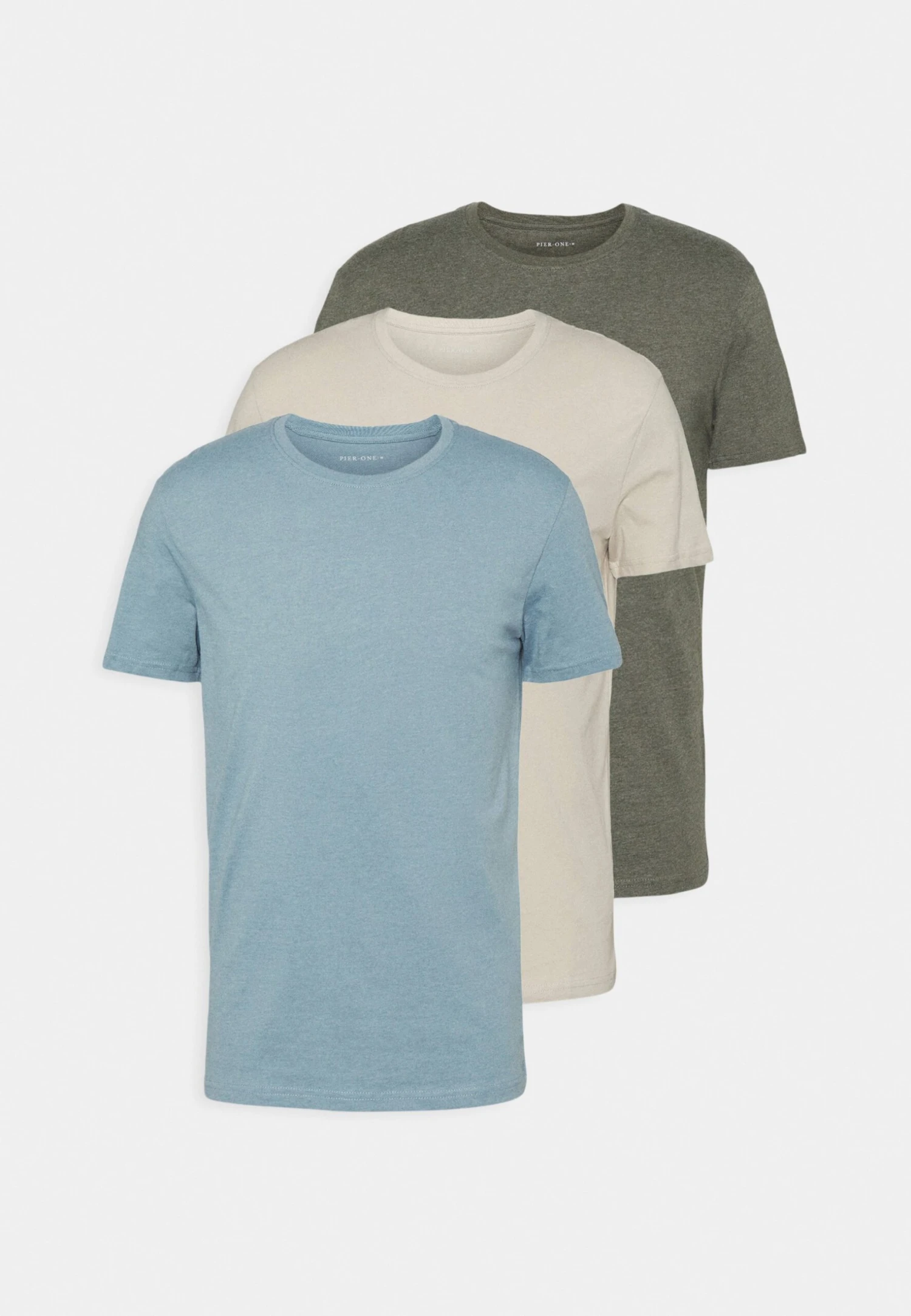 Pier One 3 Pack - T-Shirt Basic - Brown/Beige/Light Blue 8 Pier One 3 Pack - T-Shirt Basic - Brown/Beige/Light Blue - Afbeelding 6