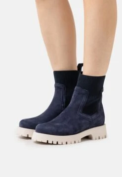 Pier One Leather - Enkellaarsjes Met Plateauzool - Dark Blue