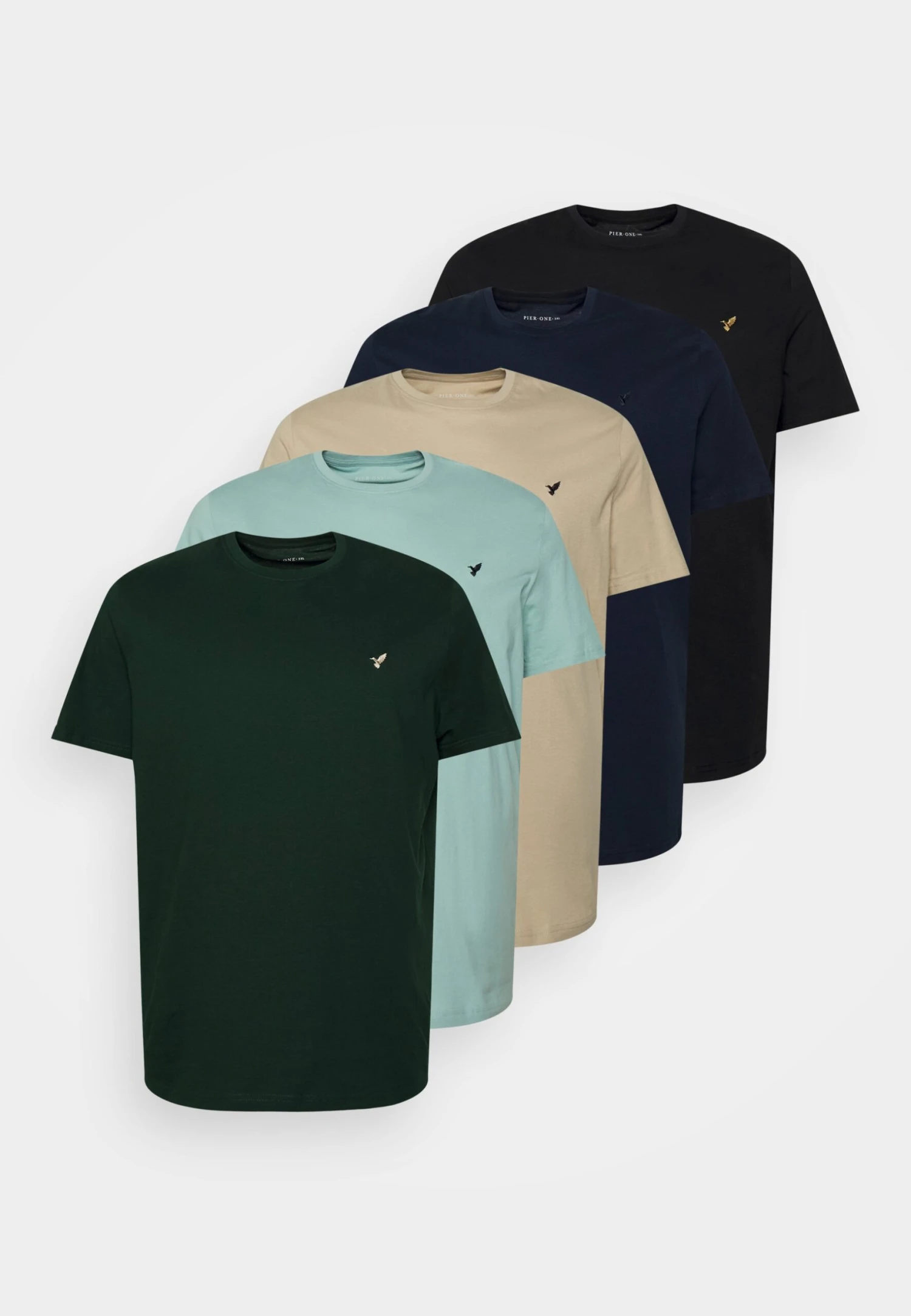 Pier One 5 Pack - T-Shirt Basic - Dark Green/Beige/Light Blue 8 Pier One 5 Pack - T-Shirt Basic - Dark Green/Beige/Light Blue - Afbeelding 6