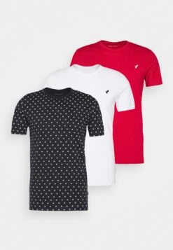 Pier One 3 Pack - T-Shirt Print - White/Dark Blue/Red