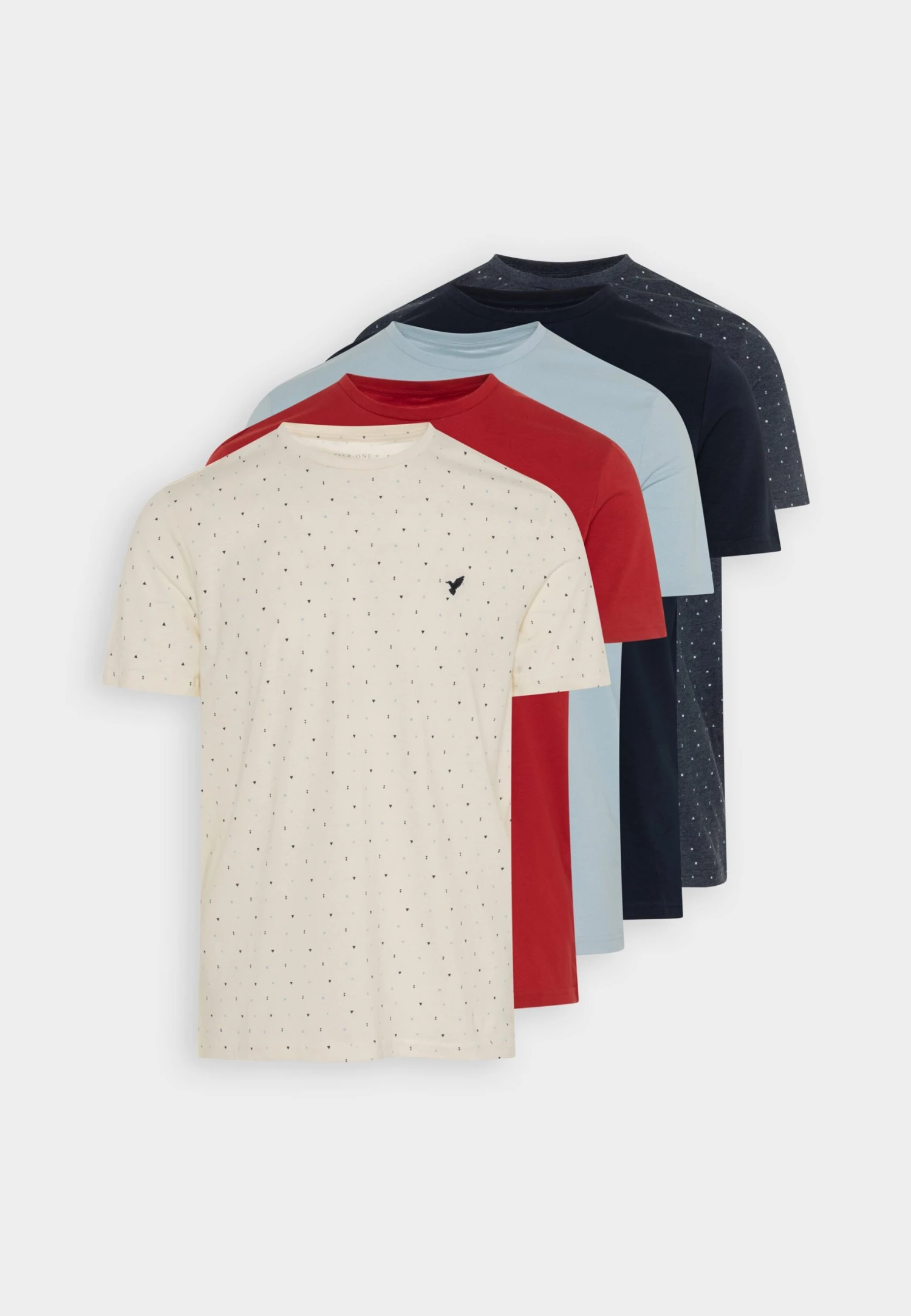 Pier One 5 Pack - T-Shirt Basic - Dark Blue/White/Red 10 Pier One 5 Pack - T-Shirt Basic - Dark Blue/White/Red - Afbeelding 8