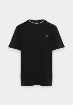 Pier One Pique Embro Detail- T-Shirt Basic - Black