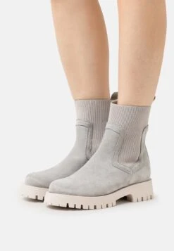 Pier One Leather - Enkellaarsjes Met Plateauzool - Grey