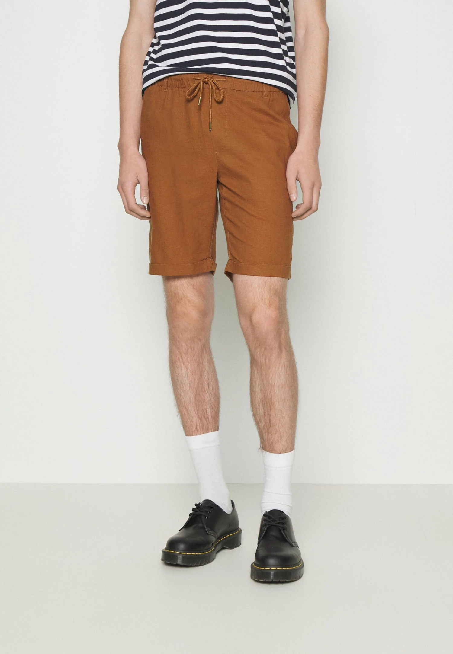 Pier One Linen Blend Drawcord Shorts- Shorts - Brown 3 Pier One Linen Blend Drawcord Shorts- Shorts - Brown