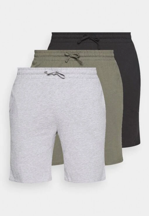 Pier One 3 Pack - Pyjamabroek - Black/Mottled Grey/Khaki